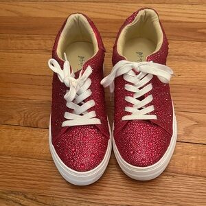 Betsey Johnson Sparkling Pink Sneakers Size 9 Worn once